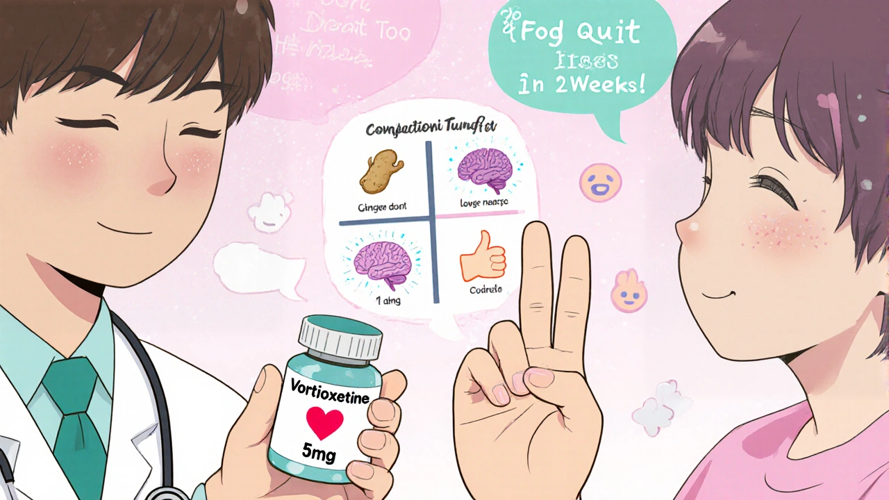 Doctor advising to start vortioxetine at 5mg with visual benefits of cognitive improvement