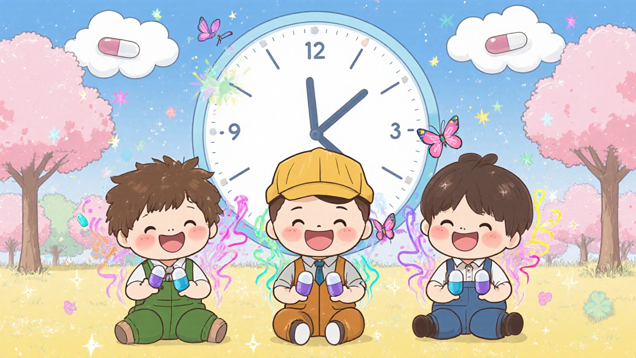 Diverse people in a park smile as colorful energy heals their shoulders, surrounded by floating butterflies.