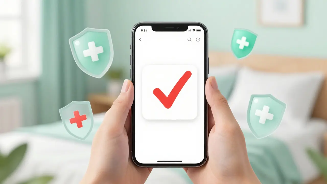 Anime hands holding phone showing safe discount app interface