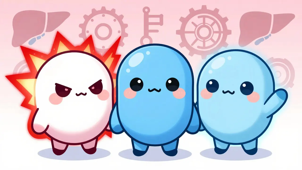 Kawaii pill mascots showing different cardiac risk levels with lightning effects