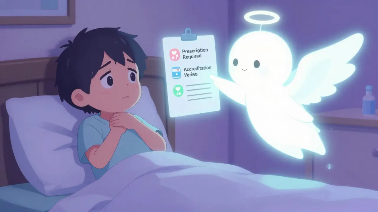 Anime character checking safety list with helpful medicine angel