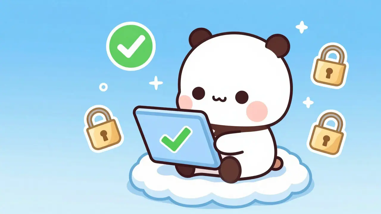 Kawaii character using a tablet to safely order medicine online