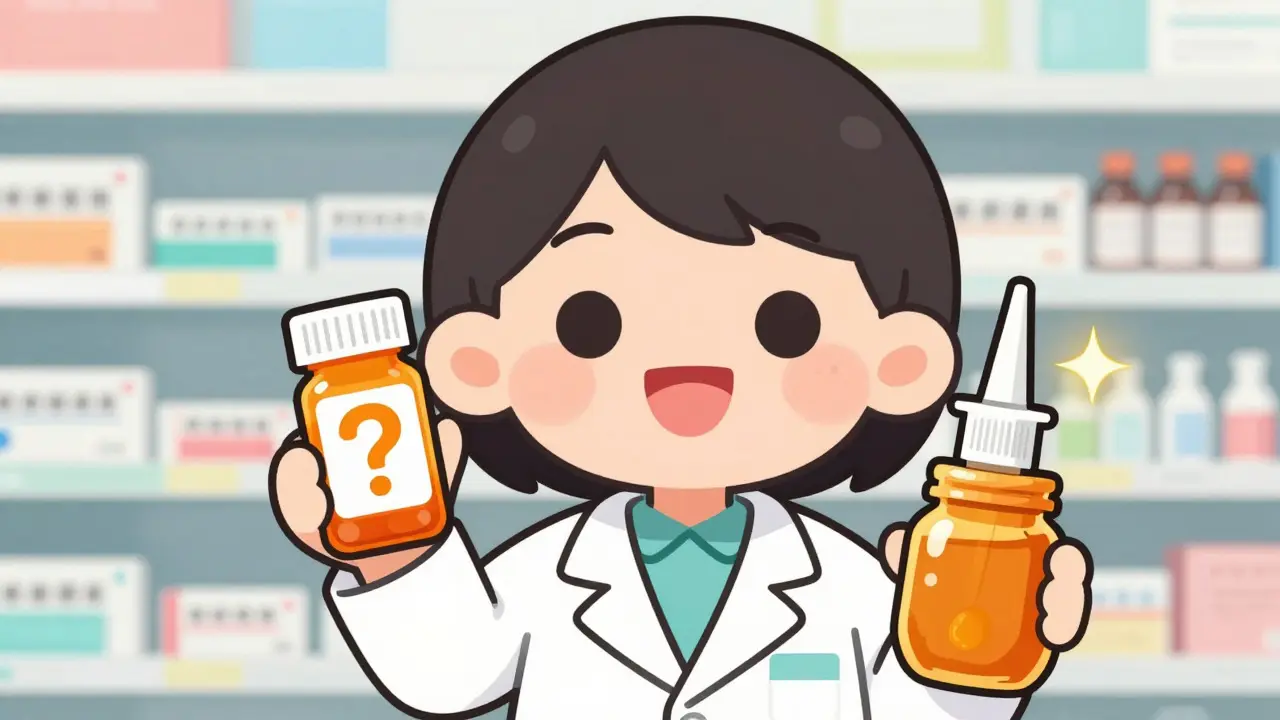 Chibi pharmacist showing effective cold remedies like honey